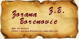 Zorana Borenović vizit kartica